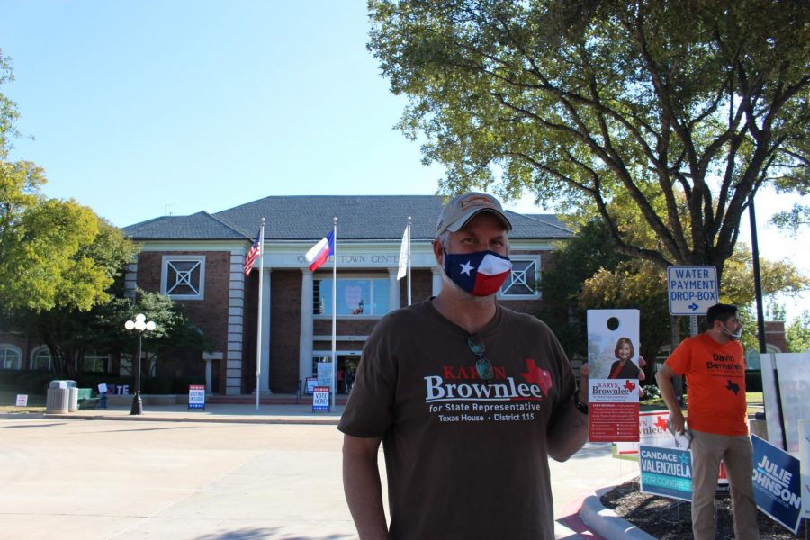 A+voter+shows+his+brochure+for+District+115+State+Representative+candidate+Karyn+Brownlee+at+Coppell+Town+Center.+Today+is+Election+Day%2C+with+seven+polling+locations+open+in+Coppell%2C+including+the+Coppell+Town+Center%2C+Coppell+Arts+Center%2C+Wilson+Elementary%2C+Mockingbird+Elementary%2C+Lakeside+Elementary%2C+Riverchase+Elementary+and+Cottonwood+Creek+Elementary.+