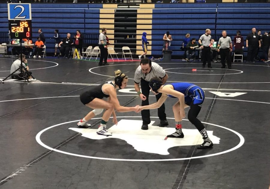 London Hudnall may not have been Cedar Parks Cassidy King in the UIL Region 4-5A final match on Feb. 15, but she did hang tough against the undefeated champion and avoided being pinned. Both of them advanced to the state tournament.