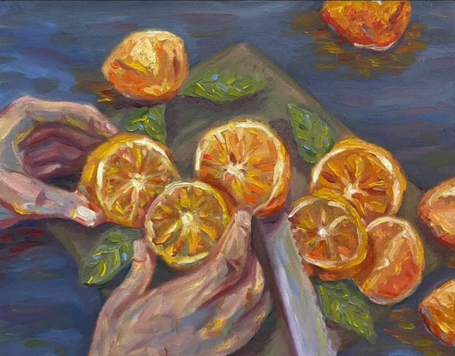 An+oil+painting+of+oranges+done+by+MVHS+alumnus+Brett+Park