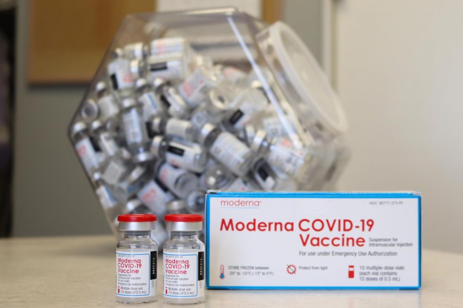 Brehme Drug in Manchester keeps all their empty vials of administered Moderna vaccines.
