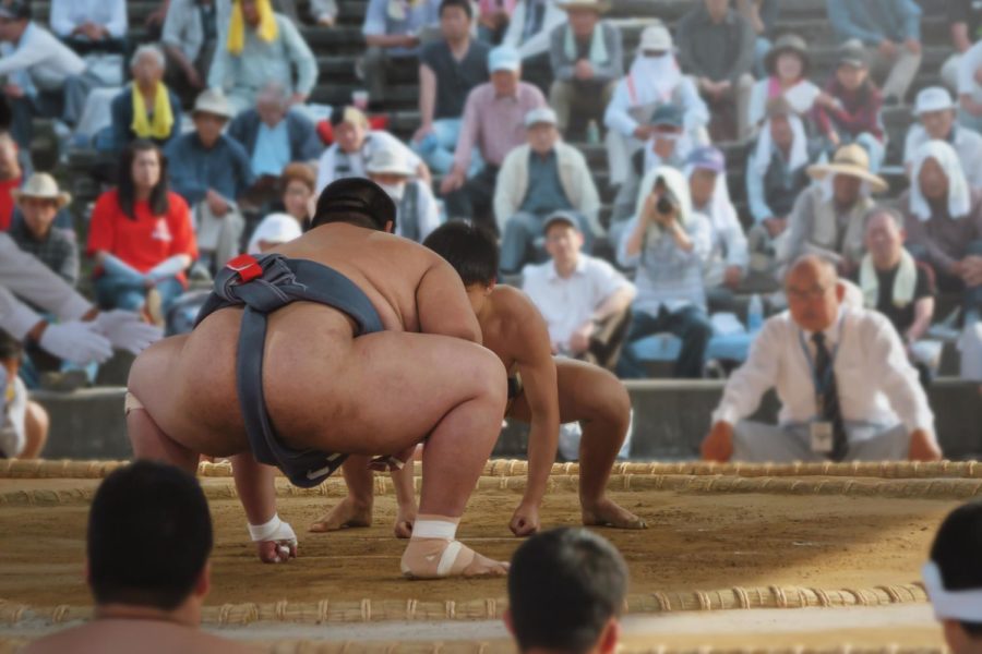 Two+professional+sumo+wrestlers+face+off+in+the+dohyo+ring.+%28AdobeStock%2FMtaira%2Fstock.adobe.com%2FCreative+Commons+Zero%29