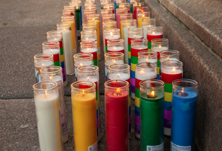 Candles+lit+by+Ryder+Summa+as+part+of+their+tribute+to+victims+of+transphobic+violence+in+2021.