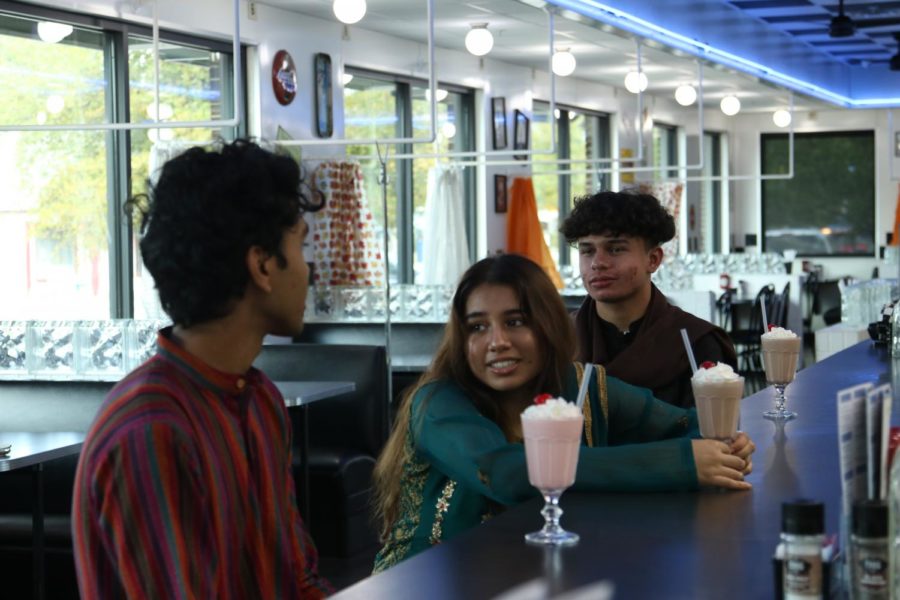 Coppell South Asian seniors Rudra Raval, Jaserah Chowdary and Arsalan Rivsi wear culturally significant clothing while juxtaposing the classic American diner. In recent years, South Asian immigration has risen significantly within Coppell, and Coppell ISD continues to develop and diversify to accommodate new incoming students. 