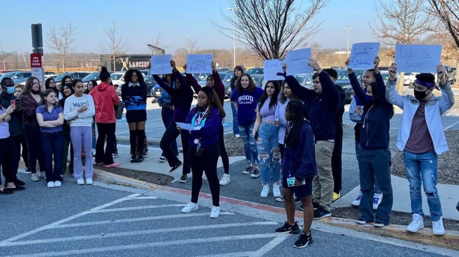 African American Students lead walk-out: demonstrating their First Amendment rights