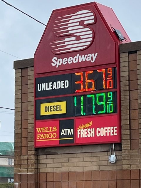 Gas prices in Minnesota have spiked following Russias invasion of Ukraine. The price pictured, .67 per gallon, is well below the state average.