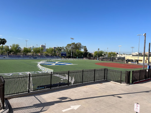 Petznick Field on Xavier College Prep’s campus is set up for a softball game. The field currently has lines for soccer, softball and lacrosse, but it is being redone this summer and will not only include these lines, but also lines for flag football.