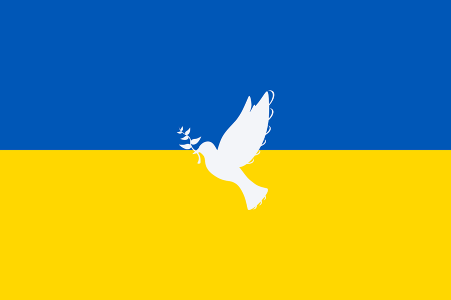 Image+of+the+Ukrainian+flag+bearing+a+dove+to+represent+peace+in+Ukraine.+