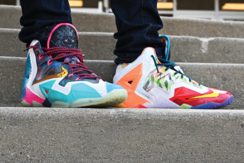 Amari Nasafi displays his brightly-colored Nike Lebron 11s, originally released in 2014.
