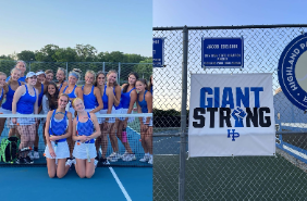 Girls Tennis wore ribbons in support of Highland Park victims during a recent match against the school. 