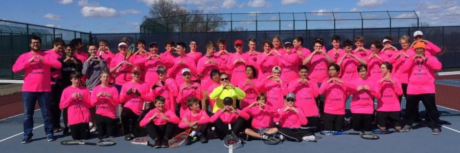 The+tennis+team+dressed+in+pink+to+support++Kleiber+through+her+tough+time.