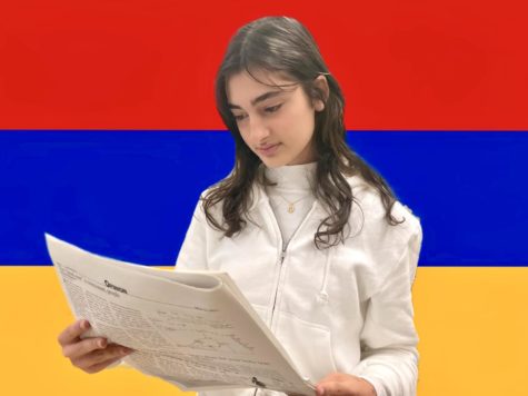 Nyree Aghayan ‘24 reads through several newspapers, but can’t find anything about the Armenia and Azerbaijan conflict.