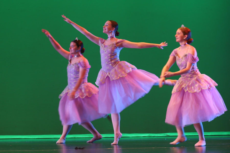 AT the Kristie Wright School of Dance recital, Junior Gretchen Prifogle does an arabesque. Ballet is one of the hardest types of dance to do. 