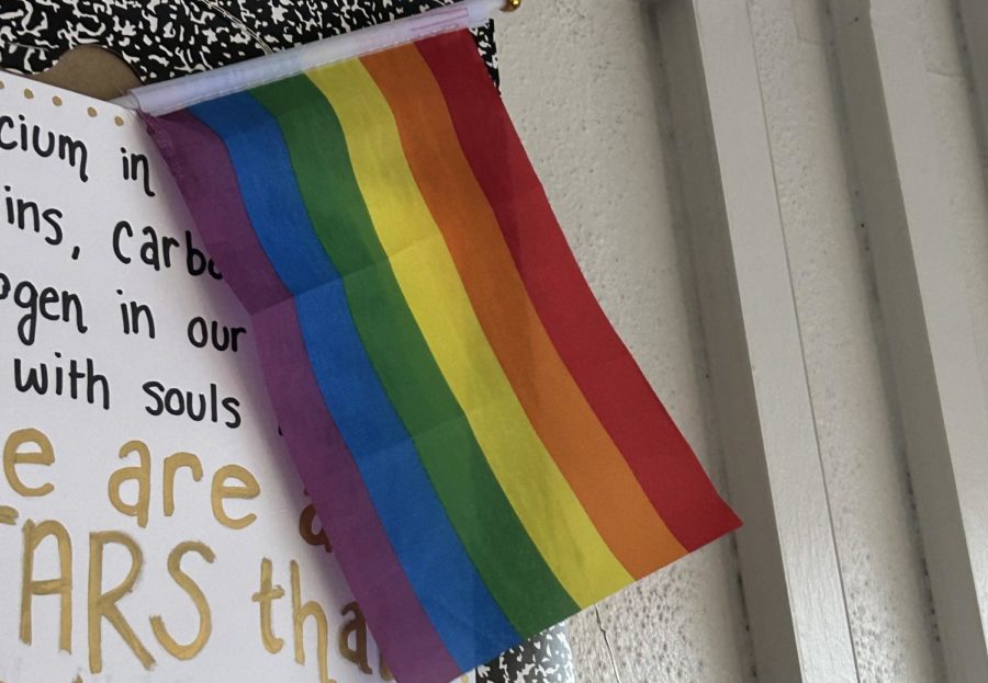 Social Studies teacher Emily Rennhak owns a pride flag in her classroom C371. It shows support for Leigh Finke and the rest of the LGBT+ community.