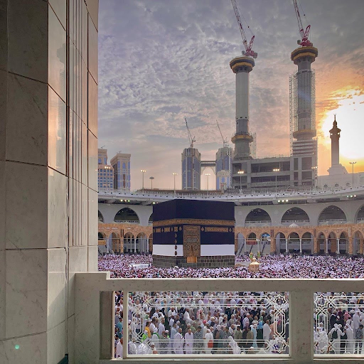 Muslims circling the Kabbah as part of the first ritual during Umrah.