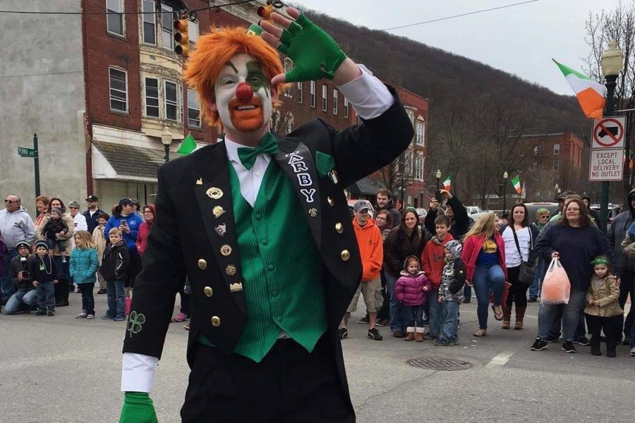 Tyrone high school alum and current sophomore English teacher Jonathan Holmes alter-ego for the past eight years is Darby the Jaffa Calliope Clown. Here he is seen at a recent parade in Tyrone.