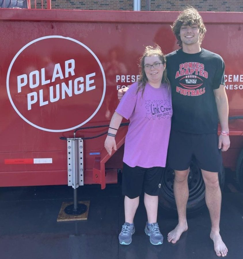 Seniors Tom Blair and Rylynn Zanon participate in the Polar Plunge. The Polar Plunge is an event to raise money for Special Olympics.