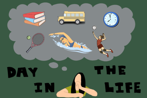 A student athlete thinks about her day-to-day activities. Many Archer student athletes  reported learning time management skills and resilience through sports. (Graphic Illustration by Meredith Ho)