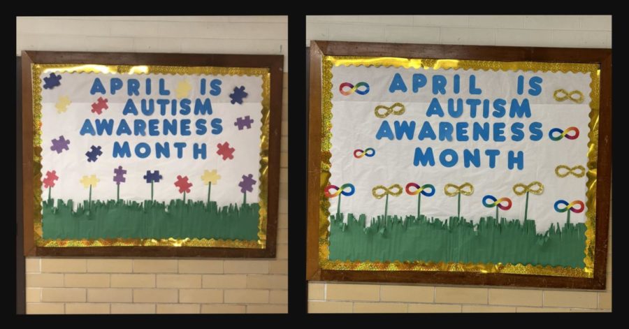 While I appreciated the life skills teachers attempt to raise Autism awareness with the first bulletin board, it contained an outdated, harmful symbol to represent autistic people. I sincerely appreciate how quickly the teachers changed the symbol once they learned of the negative connotations of the puzzle-piece symbol.