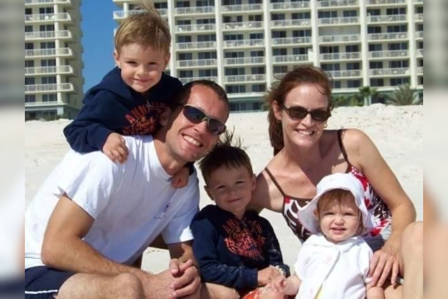 The Manternach family spends a day at Gulf Shores, Alabama in 2009.  Since Dana’s melanoma diagnosis in 2008, her family has paid more attention to sun care, especially during trips to the beach.  “We take constant breaks. We try to reapply [sunscreen] every hour and a half to two hours,” Dana said. 
