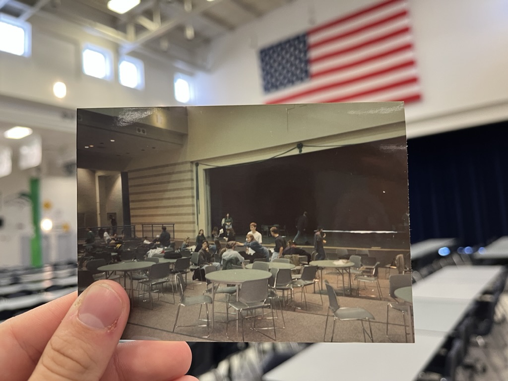 During the early years of MHS, the Commons had steps, smaller tables and doubled as the theater. Since then the
theater has been built, the steps leveled and longer tables added.