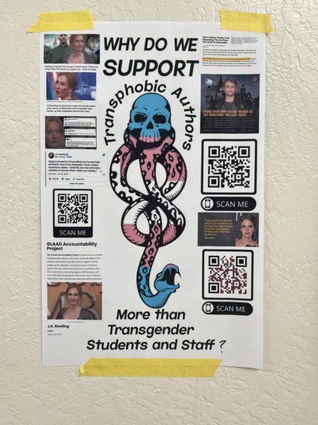 Posters protesting J.K. Rowling, the controversial author of the Harry Potter series upon which the upcoming rally is based, were found around campus on Tuesday, Sept. 12.