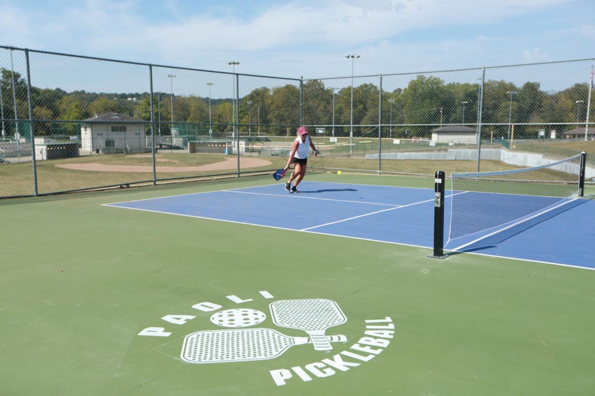 A+community+member+enjoys+a+game+of+pickleball+at+the+newly+renovated+courts+at+the+Paoli+Park.