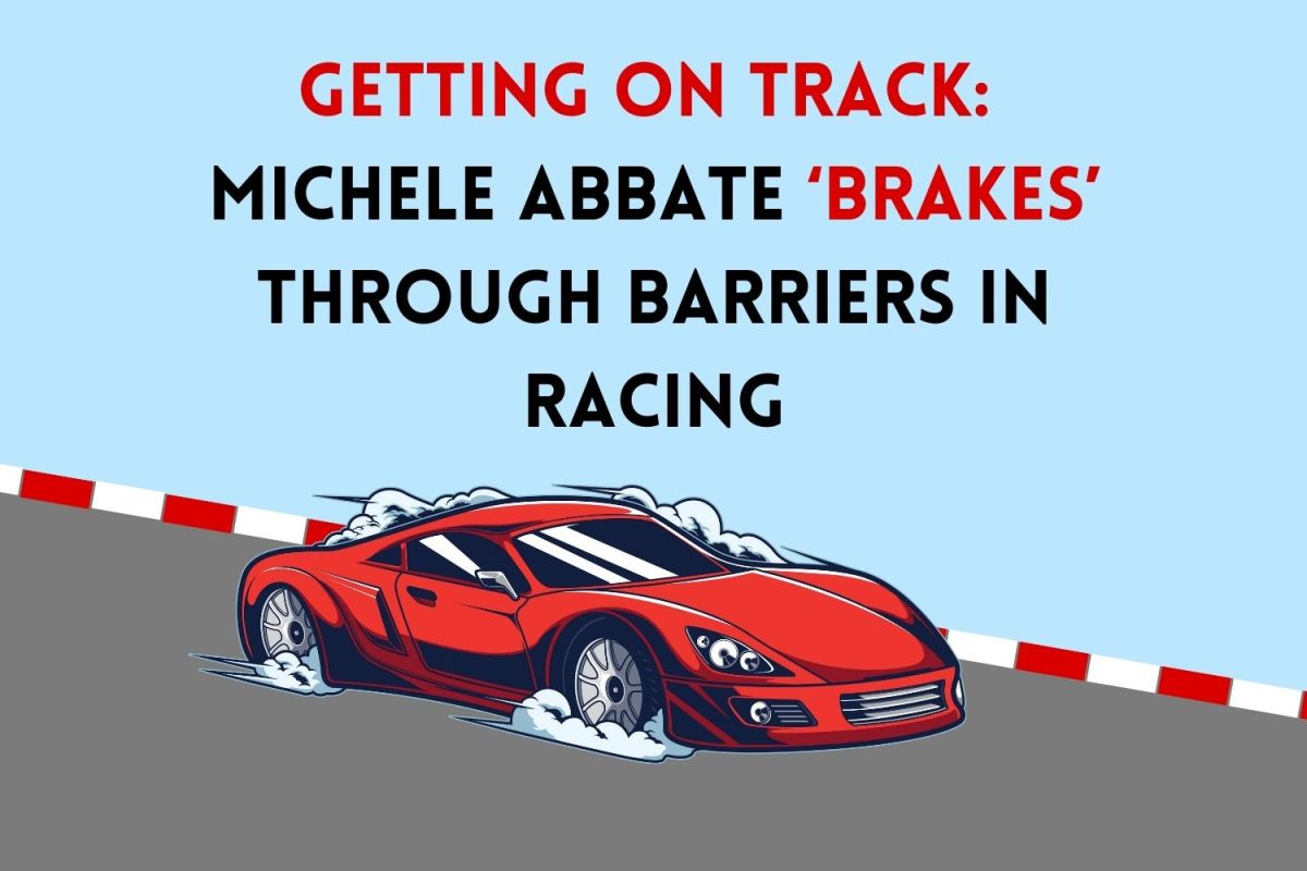 Getting on track: Michele Abbate brakes through barriers in racing