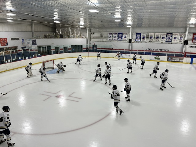 Zips Hockey Team warming up before Cincinnati game. 