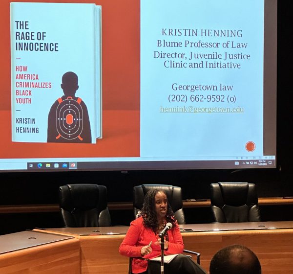 Kristin Henning speaking at the University Law Center on Nov. 28.