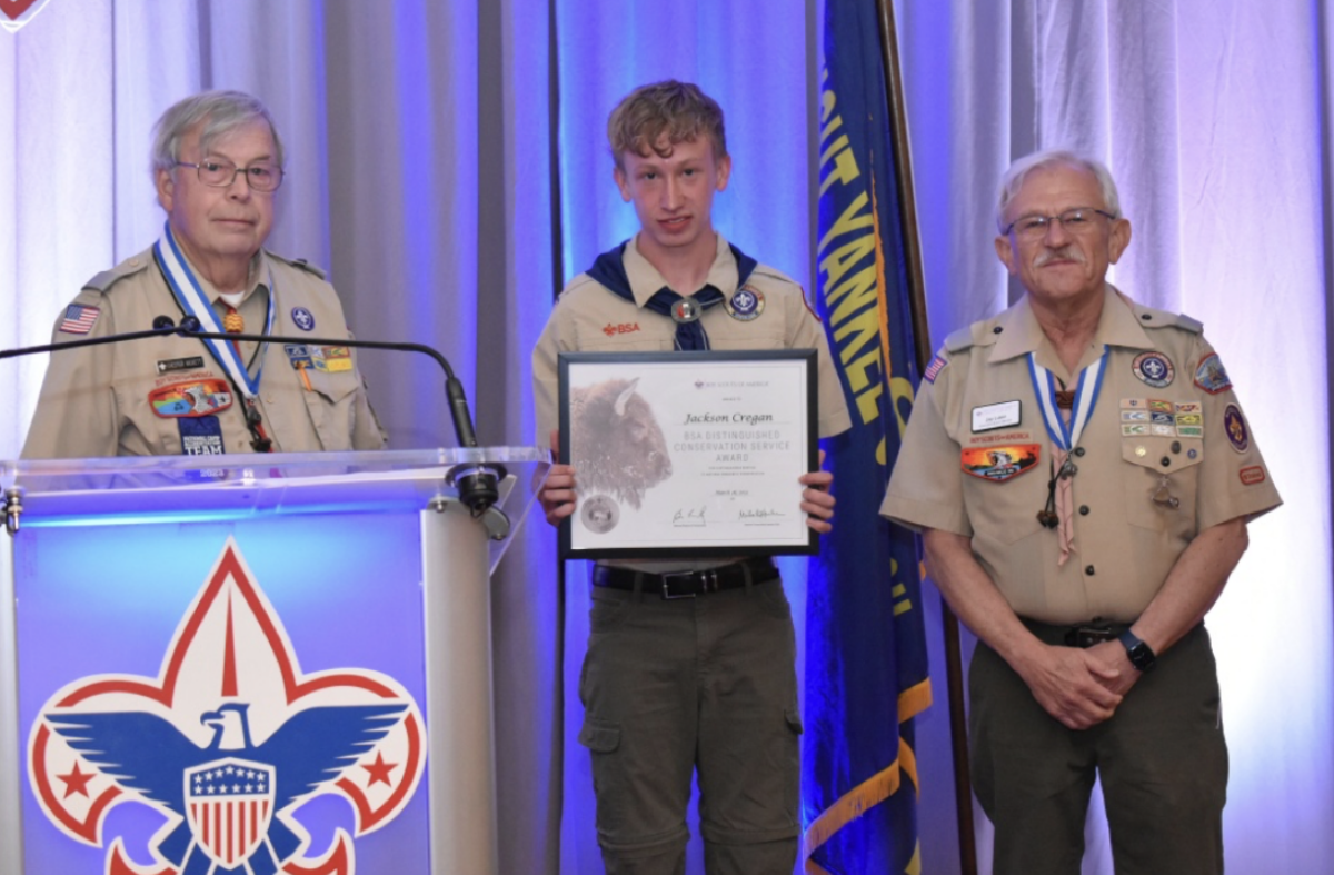 Jackson Cregan 24 stands to become  the third Eagle Scout in 108 years to be awarded the Conservation Award after he completed two arduous environmental projects at Sherwood Island last fall.