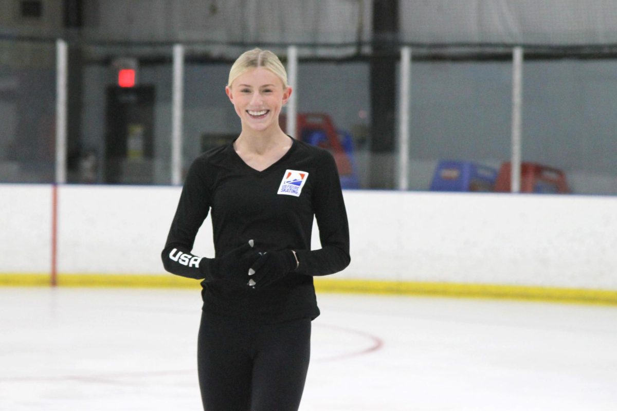 Figure skater Brooke Gewalt, 22 MCHS alum, glides across the rink. Gewalt competed at the 2024 U.S. Figure Skating Championships.