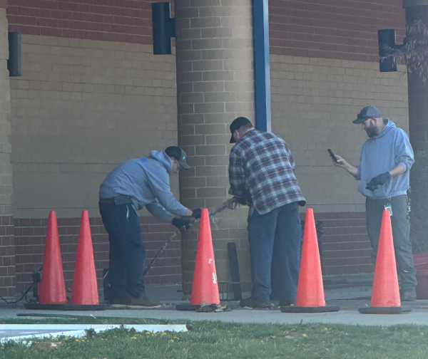 Maintenance workers work on plumbing issues after school. During seventh hour, the 100 and 300 bathrooms and some additional areas throughout the school started to back up. District workers were on the scene after school. The cause of the backup is unknown at this time.  