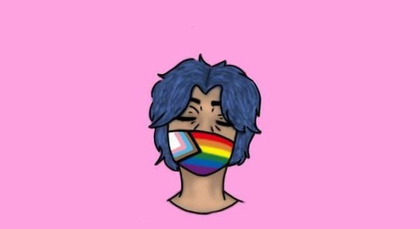 This is the design displayed on Rae Melbergs button that is passed out around the school. Voronins featuring a pride flag with the word Ally spread across it.