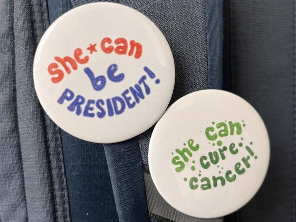 Senior Brie Howell worked with senior Celia Brown to create a set of pins meant to promote feminism and empower girls.