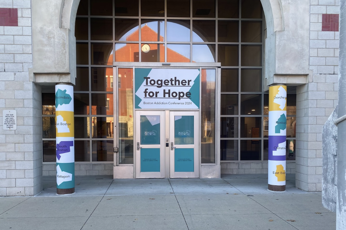 The+entrance+to+the+Together+for+Hope%3A+Boston+Addiction+Conference+at+Roxbury+community+college+on+March+16.+This+conference+was+dedicated+to+increasing+awareness+and+education+about+addiction%2C+as+well+as+calling+out+stigma+surrounding+addiction.+