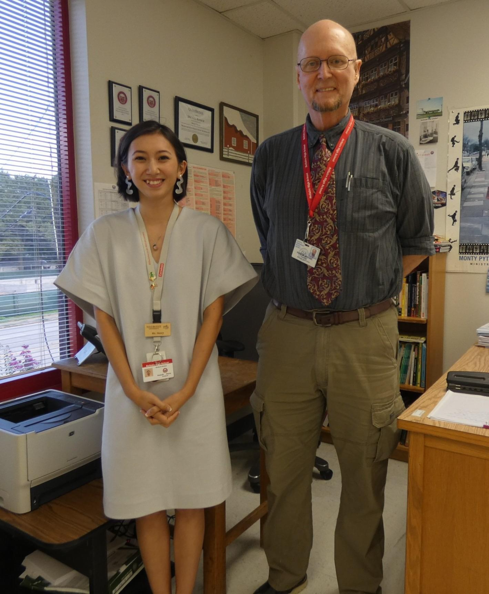 Henry’s first day at Bellaire as Rossow’s student teacher in August 2019, teaching German. According to Henry, “[Rossow] was very supportive, very helpful in terms of helping us understand the mechanics of the language. That helped me propel my studies.” (Provided by HENRY)