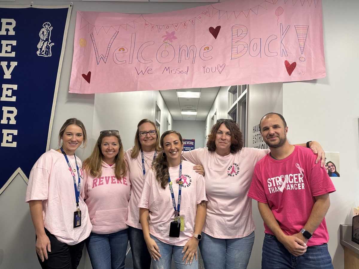 Rion and RHS counseling staff wear pink for breast cancer awareness.