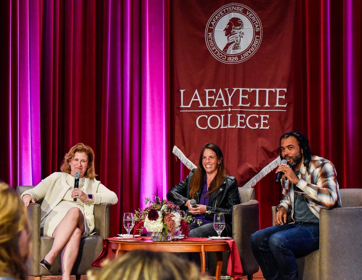 Daveed Diggs was joined onstage by college President Nicole Hurd and director Jaye Fenderson to debut their docuseries.