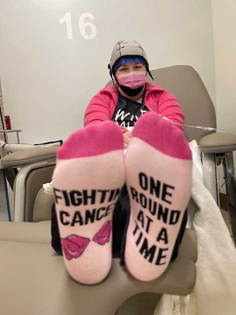 Anzmann during her last round of chemotherapy. "It was one of the best days of my life," said Anzmann. (Photo by Alexis Anzmann -- used with permission)