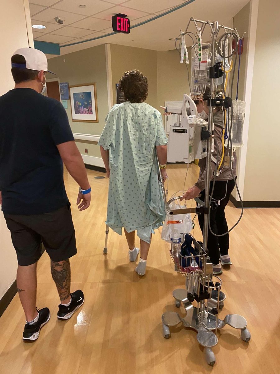 Following the removal of his tumor, junior Kasen Brown begins the process of relearning how to walk inside Houston's MD Anderson Cancer Center.

Photo courtesy of Kasen Brown. 