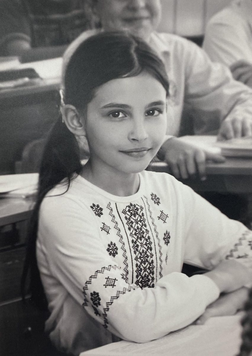 Tanchyk at her school in Sumy in the 3rd grade. It was Ukrainian dress day at school, otherwise known as "Vyshyvsnka day."