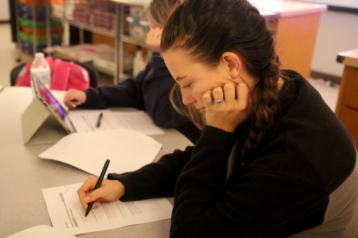 Senior Sadie Krumm works during fifth period on Oct. 28.