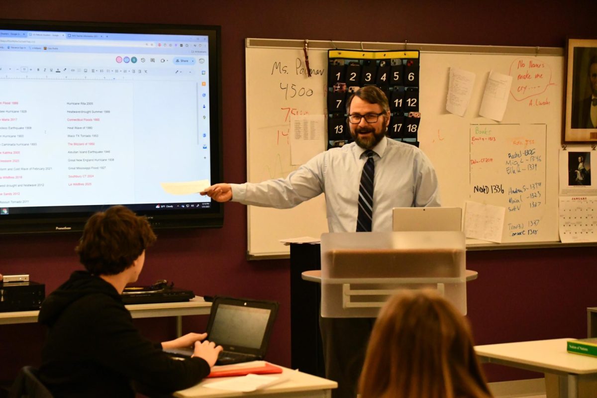 Mike Sturges of the NHS History Department is one of the many alumni who have returned to campus as a faculty or staff member. Whether it's a desire to give back to the Region 14 community, or rekindling a connection to where their passion for learning began, Nonnewaug's alumni add to the fabric of the school's culture. 