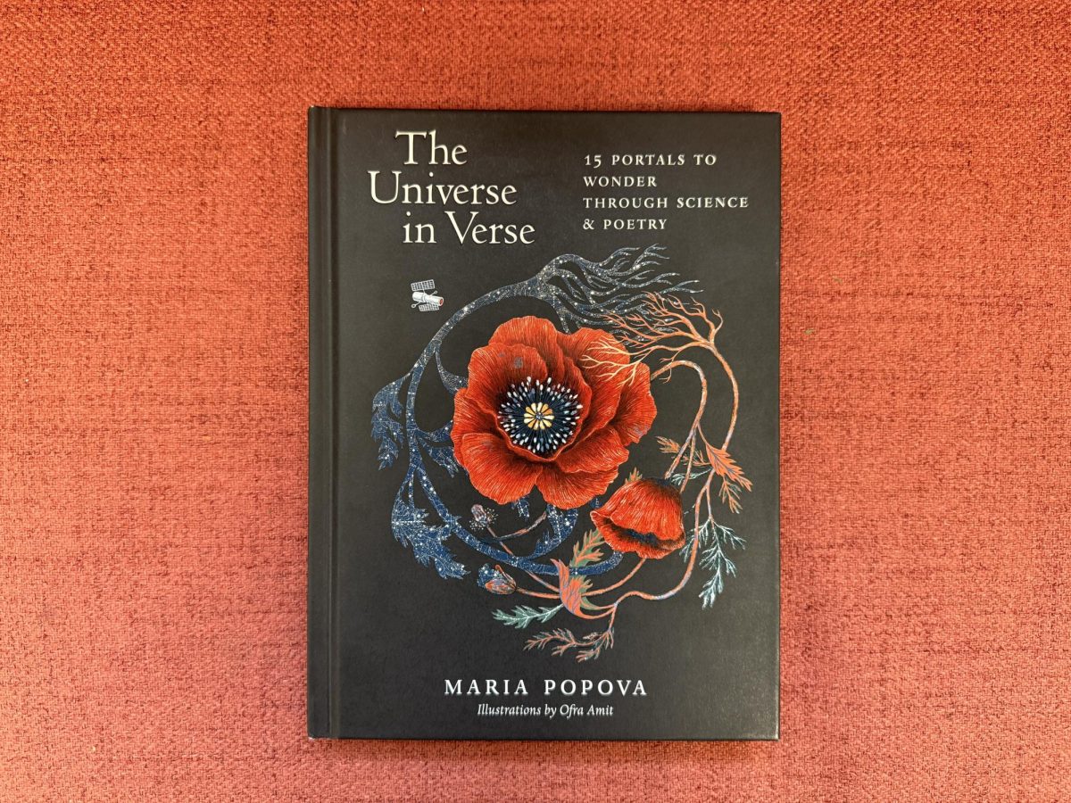 Maria Popova's first anthology, "The Universe in Verse," is displayed. The collection explores mysterious, scientific phenomenons through both essays and poems.