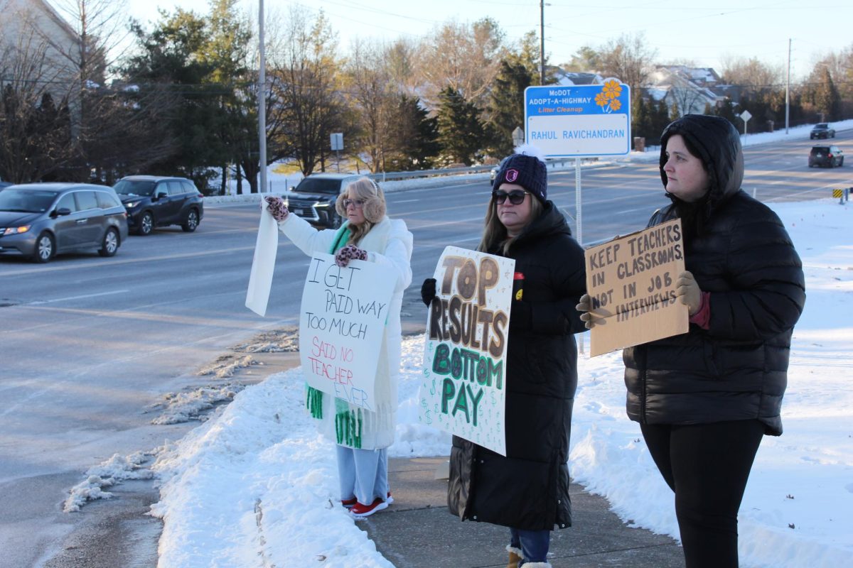 On the morning of Friday, Feb. 21. teachers positioned themselves at the front entrance of MHS to spread their message regarding teacher salary. Around 24 teachers participated in this event.