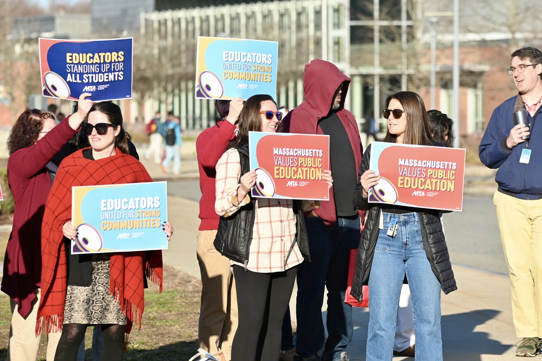 On Wednesday, March 19, teachers from all Wayland Public schools gathered to demonstrate against the recent actions of the Trump administration, which is seeking to shut down the Department of Education. 
"I want [students] to know that we're gonna fight for them and for their resources," English teacher Kelsey Pitcairn said. "This is not just about our job as educators. It's about our mission and values as educators."