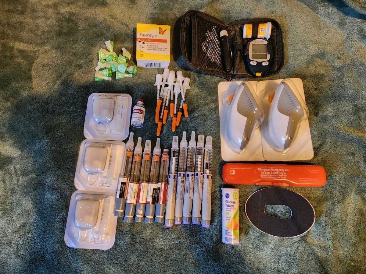 Insulin pen needles, blood sugar test strips, manual glucometer, insulin pumps and vials and syringes are just a couple of the things pictured above that Jennifer Guerrero (12) and others use to assist with their diabetes. According to Beata Mostafavi, author for Michigan Medicine, “adults and children with type one diabetes will spend an average of ,500 a year out-of-pocket for health care.”