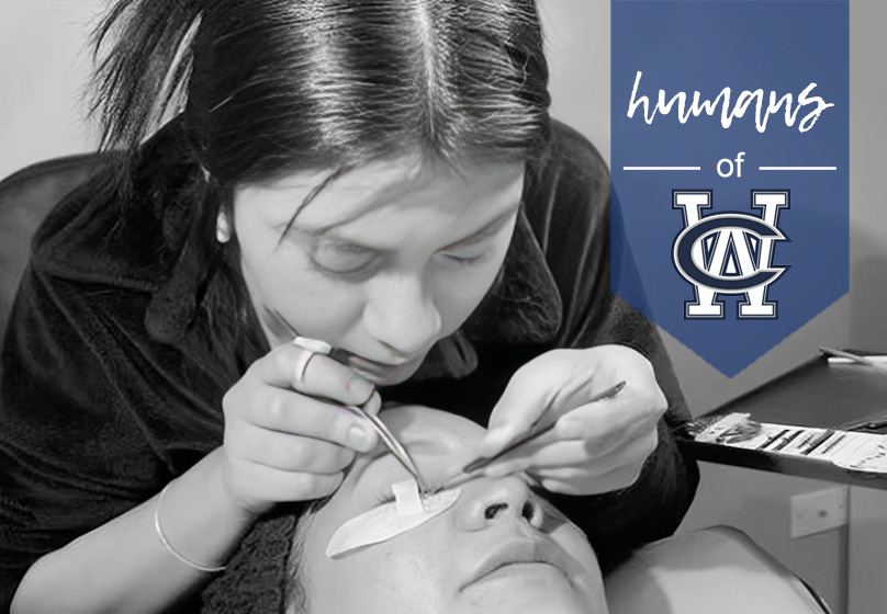 Senior Leslie Venegas working on a client's lashes, carefully applying each lash to perfection. (Photo courtesy of Leslie Venegas)