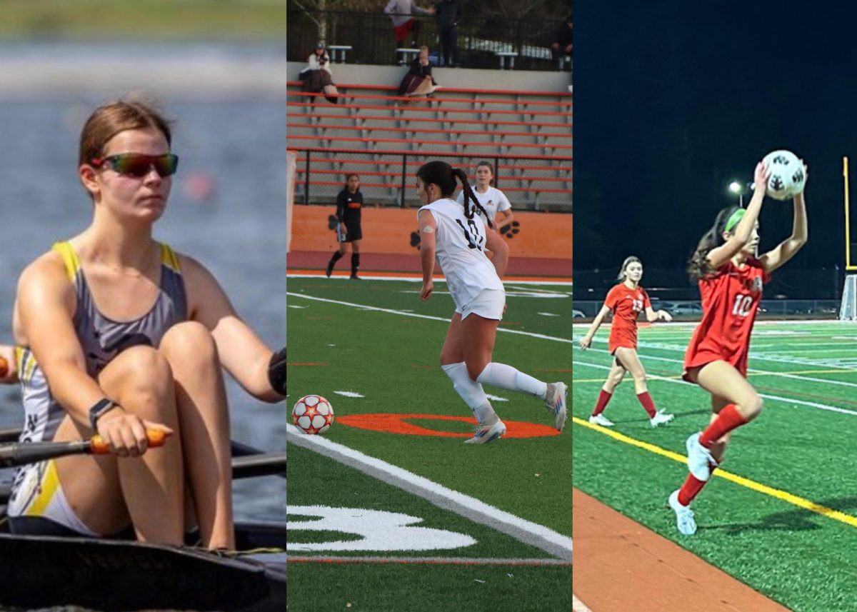 As student-athletes, junior Mika Haggarty, sophomore Vivienne French, and senior Joss Tramel overcome an additional challenge. Each of them has to manage a medical condition by using medical devices, and specialized equipment, or adjusting their positions on the field to optimize their performance.  Photo courtesy of Joss Tramel (left) and  Viviene French (right)