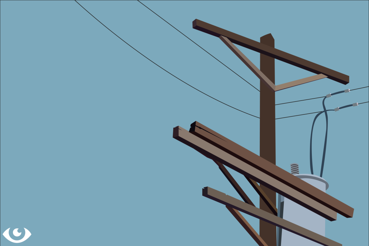A car reportedly crashed into a utility pole on Gardiner Lane and Robards Road, leading to the district-wide internet outage. Design by Aya Al Waeli.